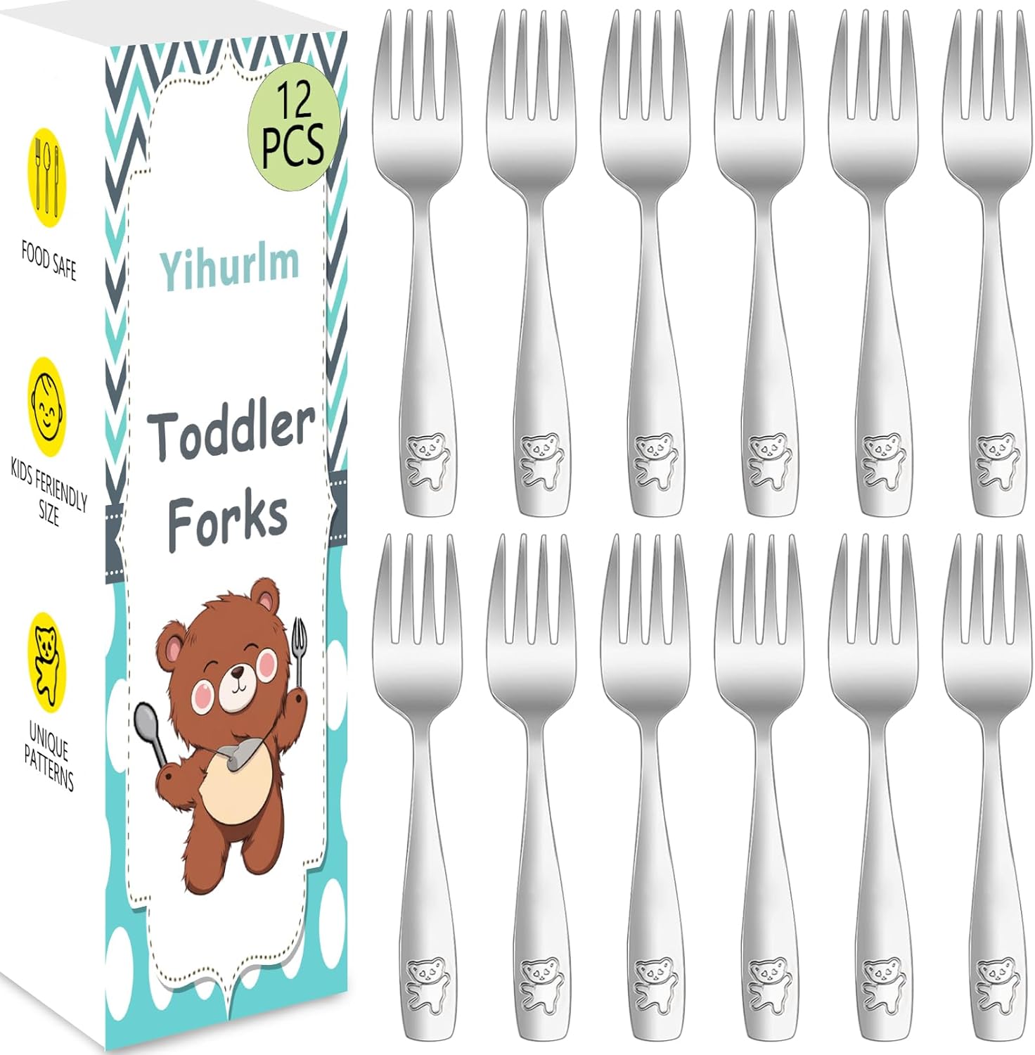 Yihurlm toddler forks stainless steel set front view