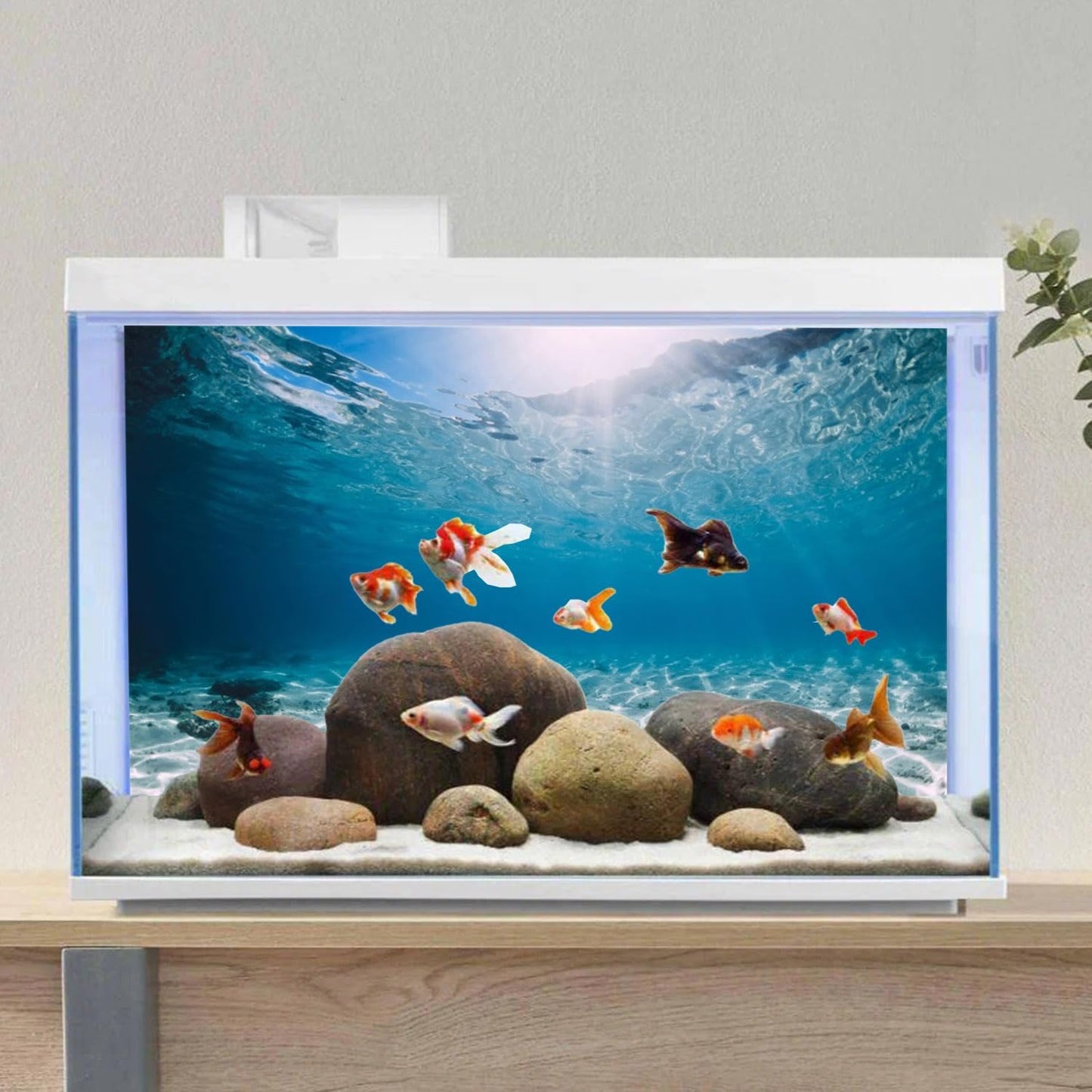 AWERT 72x18 inches aquarium background vinyl poster installation with adhesive tape