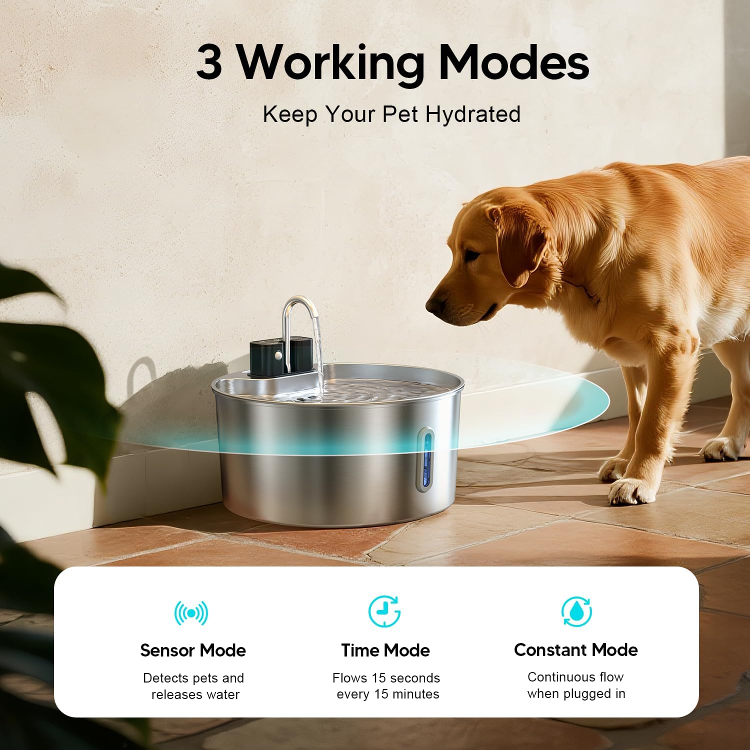 Voluas 7L fountain set up in a modern home interior