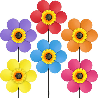 Deceed 6 piece sunflower wind spinners front view