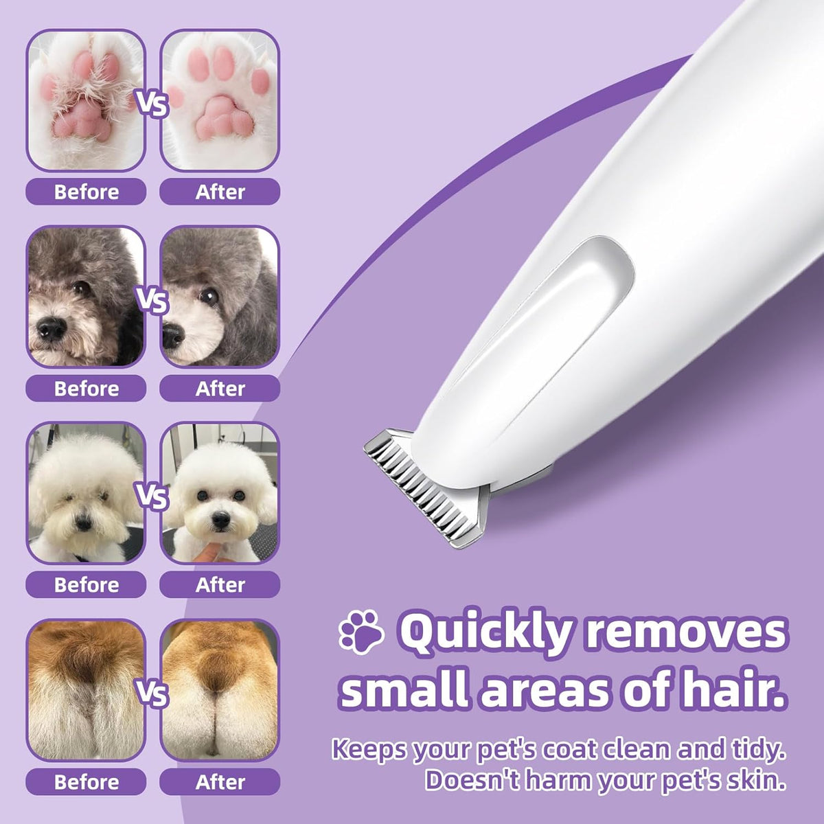 Saffory rechargeable pet shaver being charged via the included USB cable setup.