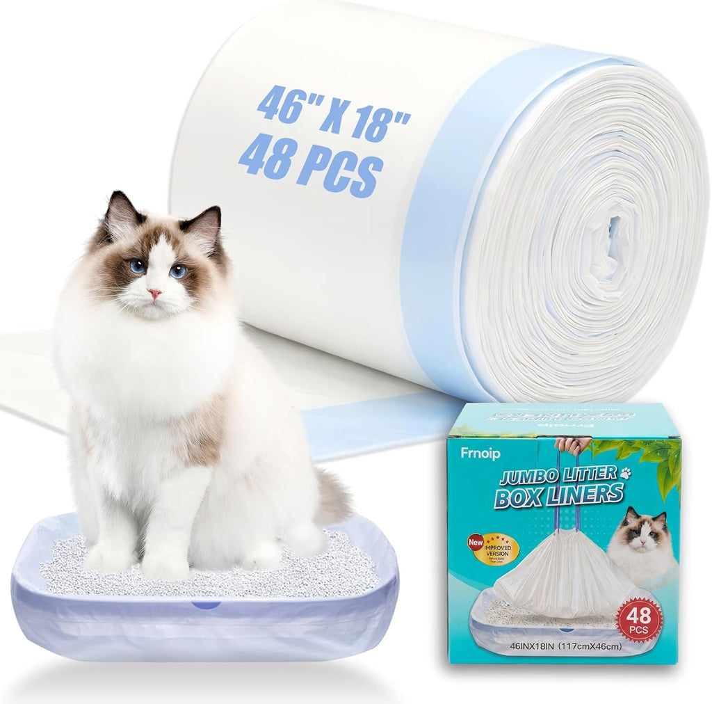 Frnoip Super Jumbo Cat Litter Bags packaging front view showcasing forty eight count rolls