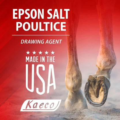 Kaeco Epsom Salt Poultice tub side panel detailing horse wrap instructions