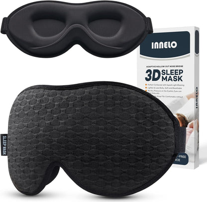 INNELO 3D Contoured Sleep Mask front view in black color