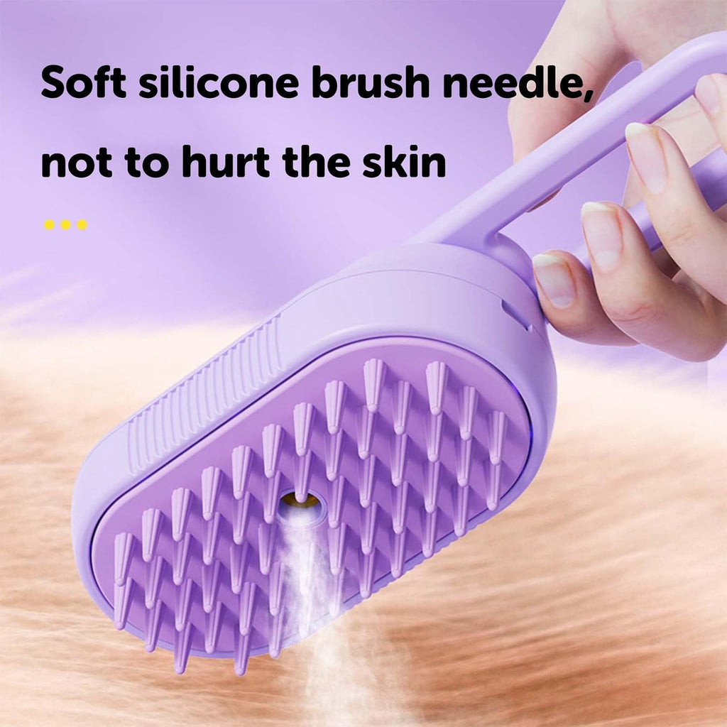 Close up of soft silicone bristles on cat steam brush