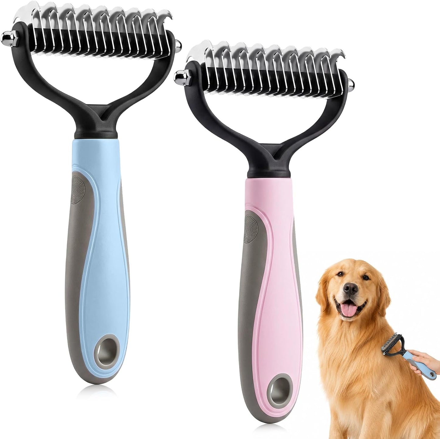FhodigogoZD pet grooming brush set front view for premium dog de-shedding