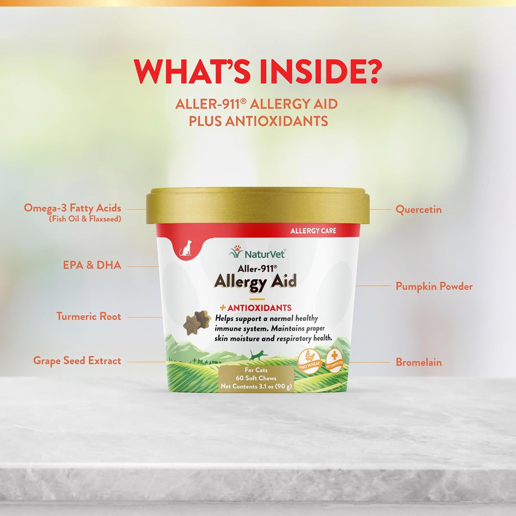 Top view of NaturVet allergy supplement for cats