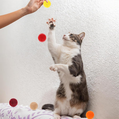 Close up of Xthrotsenk soft fuzzy cat pom pom balls