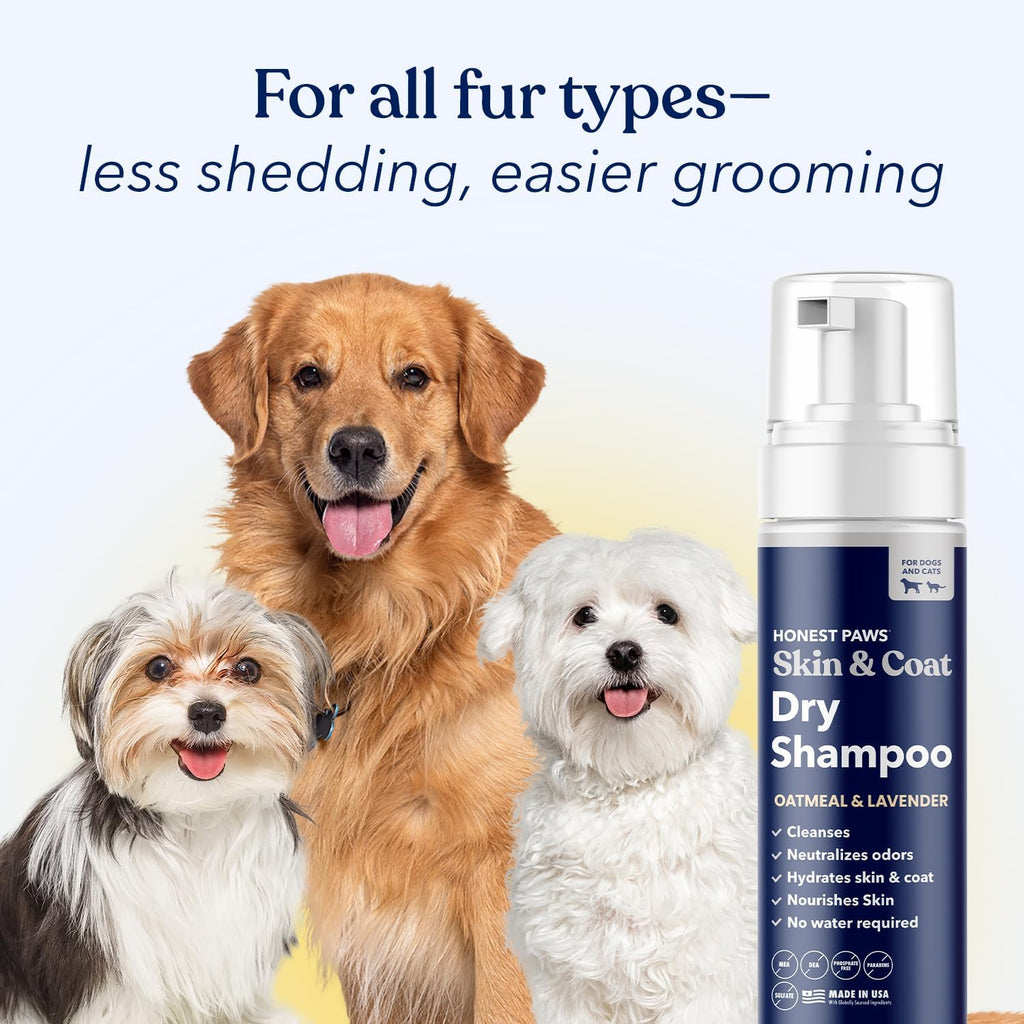 Honest Paws Dog Dry Shampoo - Waterless No Rinse Foaming Formula Reducing Itch Cleanse Hydrate Nourish Dry Skin and Smelly Coat Help Decrease Odor Shedding and Allergies - Oatmeal & Lavender - 6.3 oz - Image 9