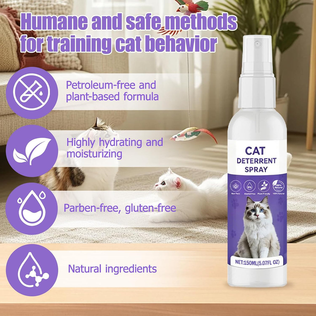 QHZ 150ml cat deterrent spray label details