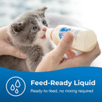 Close up of PetAg KMR packaging highlighting its easy to digest and gut friendly formula attributes.