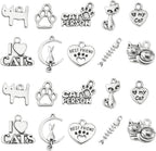 Ornazy 50 pieces antique silver cat charms front view for jewelry making