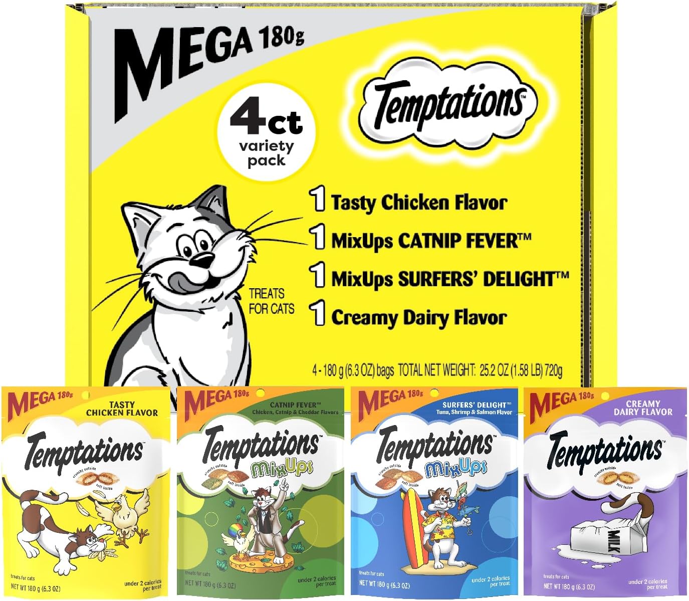 Temptations Classic Crunchy and Soft Cat Treats Feline Favorites Variety Pack, 3 oz. Pouches (Pack of 4) - Image 11