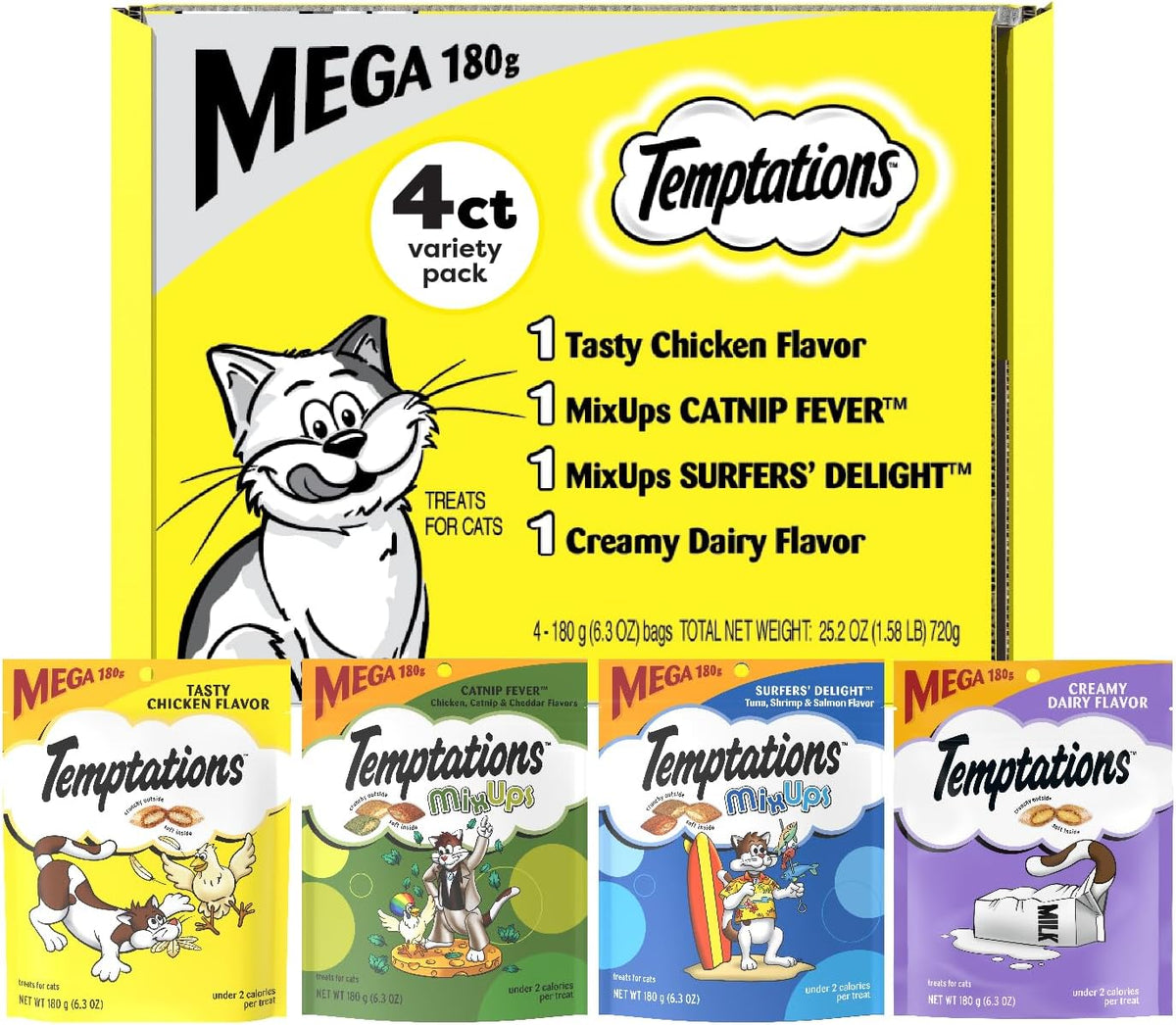 Temptations Classic Crunchy and Soft Cat Treats Feline Favorites Variety Pack, 3 oz. Pouches (Pack of 4) - Image 11