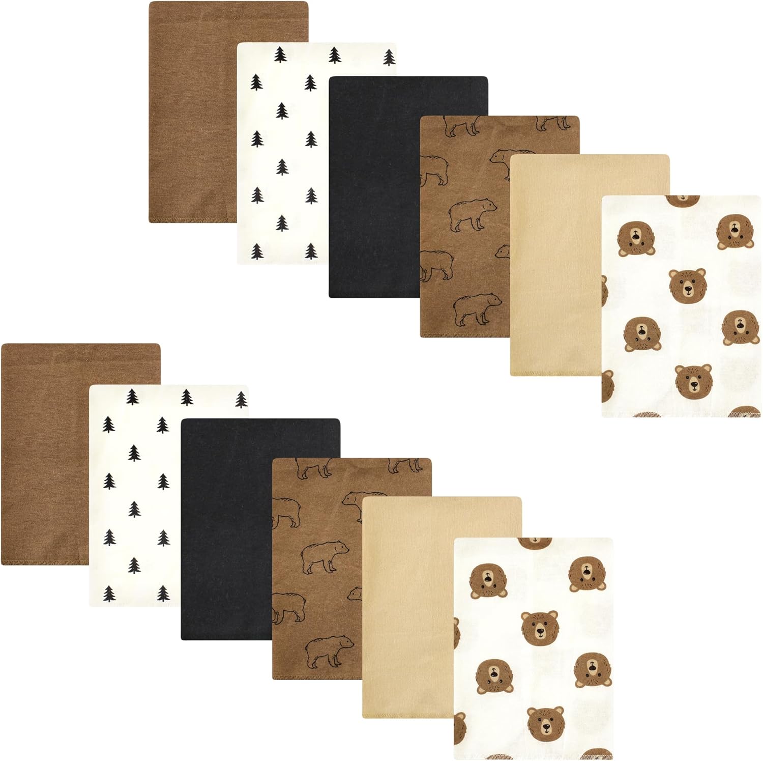 Hudson Baby Unisex Brown Bear flannel burp cloths set