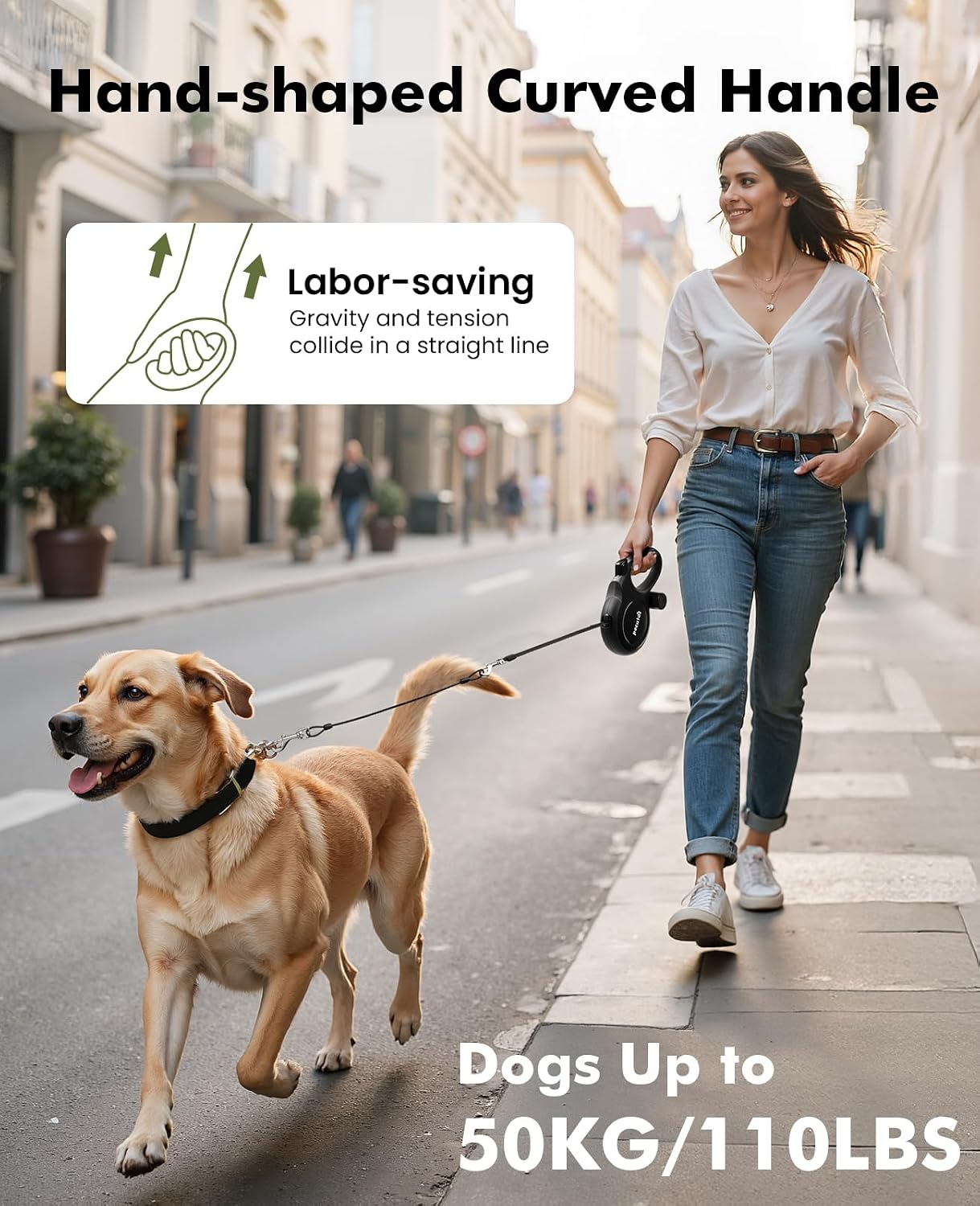 Ergonomic anti-slip handle of Pecute dog leash