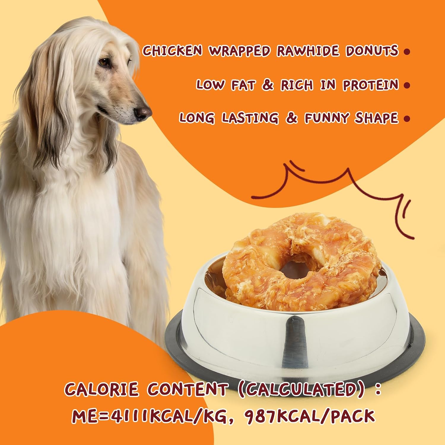 High protein low fat chicken wrapped rawhide snack for medium large breeds