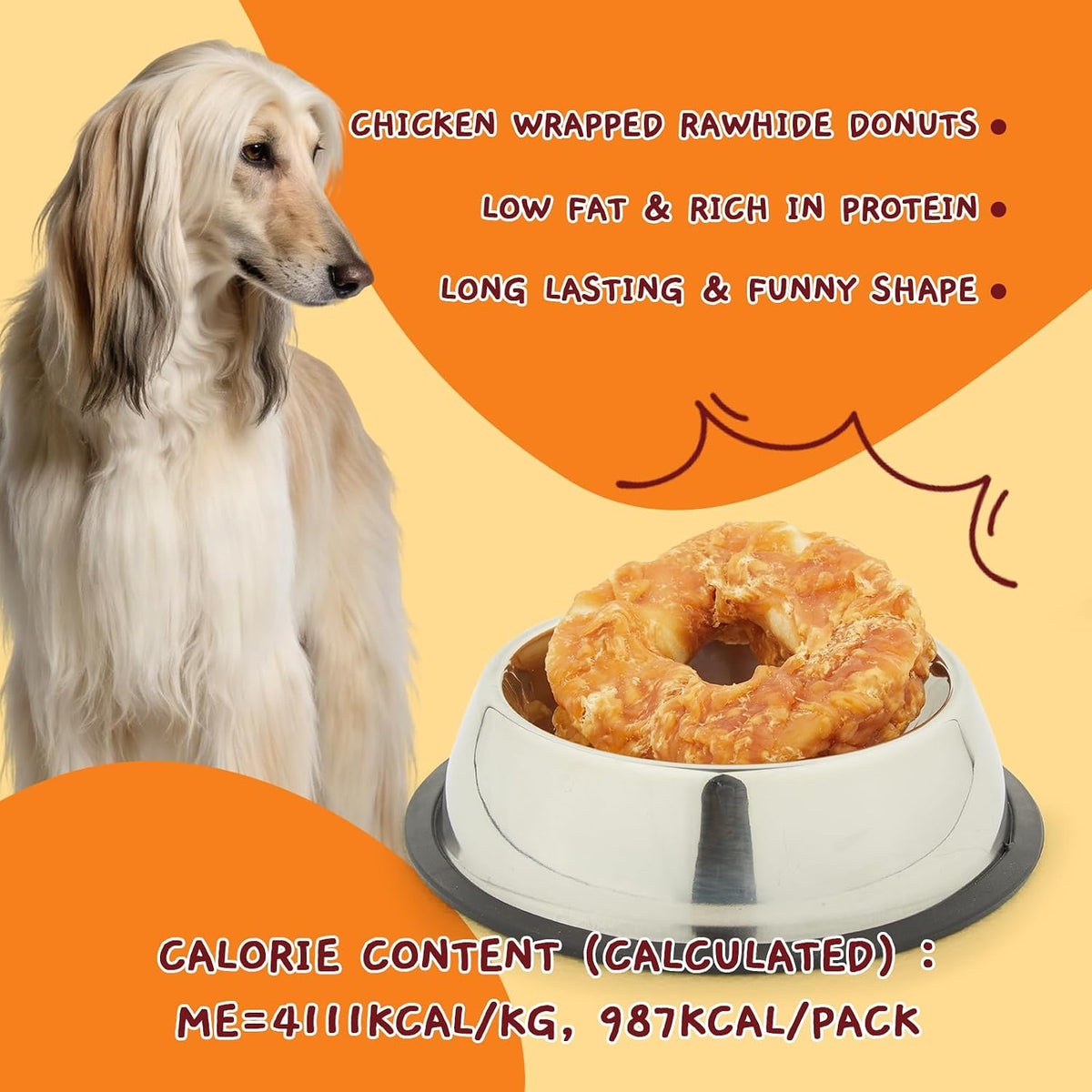 High protein low fat chicken wrapped rawhide snack for medium large breeds