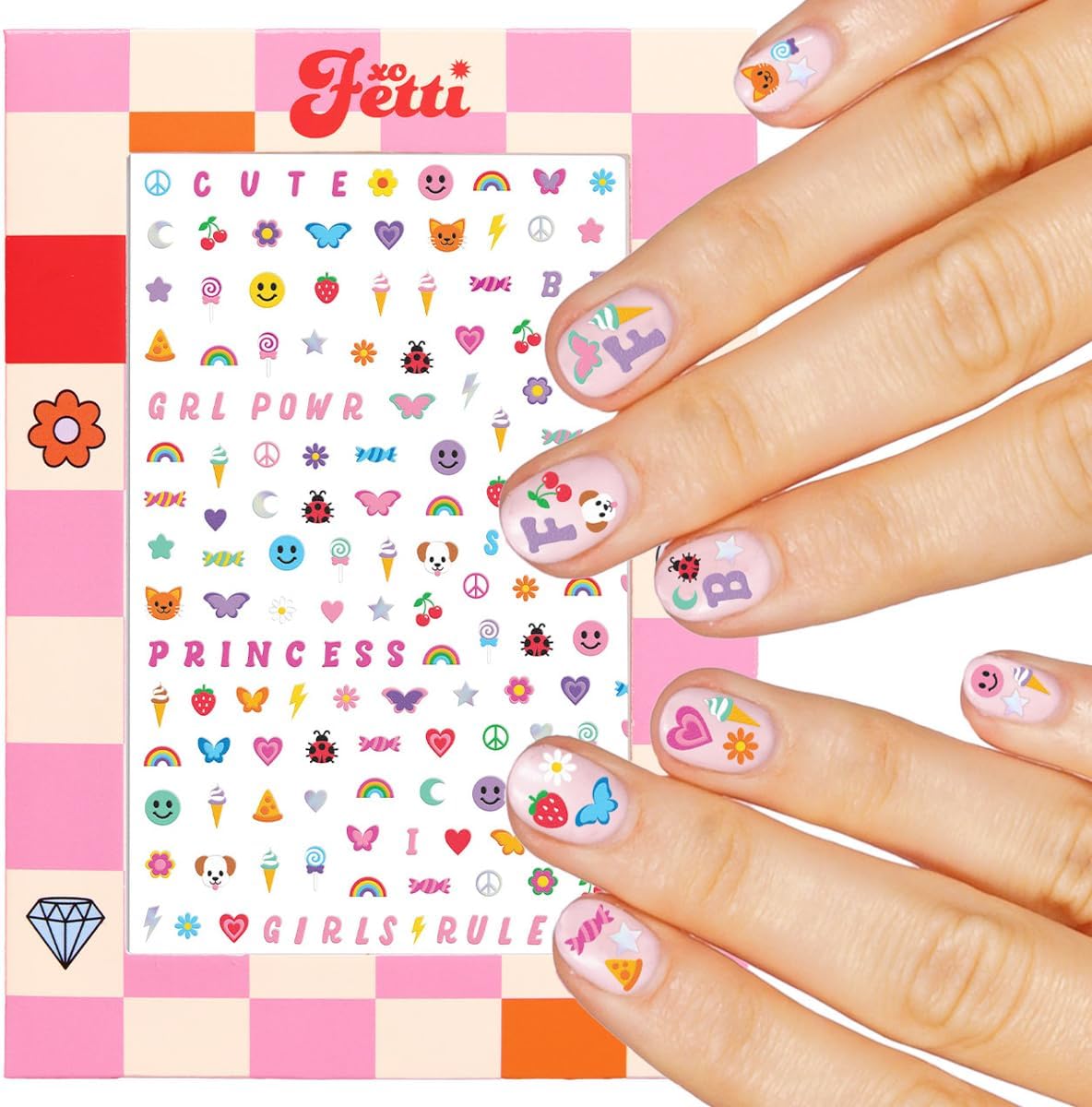 Xo, Fetti kids nail stickers front view showing 816 decals