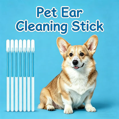 Close up of adhesive resin head on pet ear cleaning tool