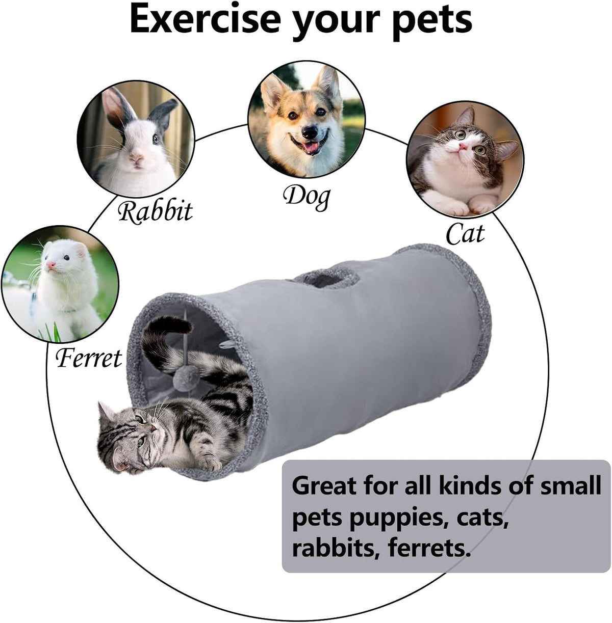 TiLanmiy durable cat play tube illustrating the unique button assembly mechanism.
