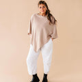 MakeMake Organics knit nursing cover front view in sand color