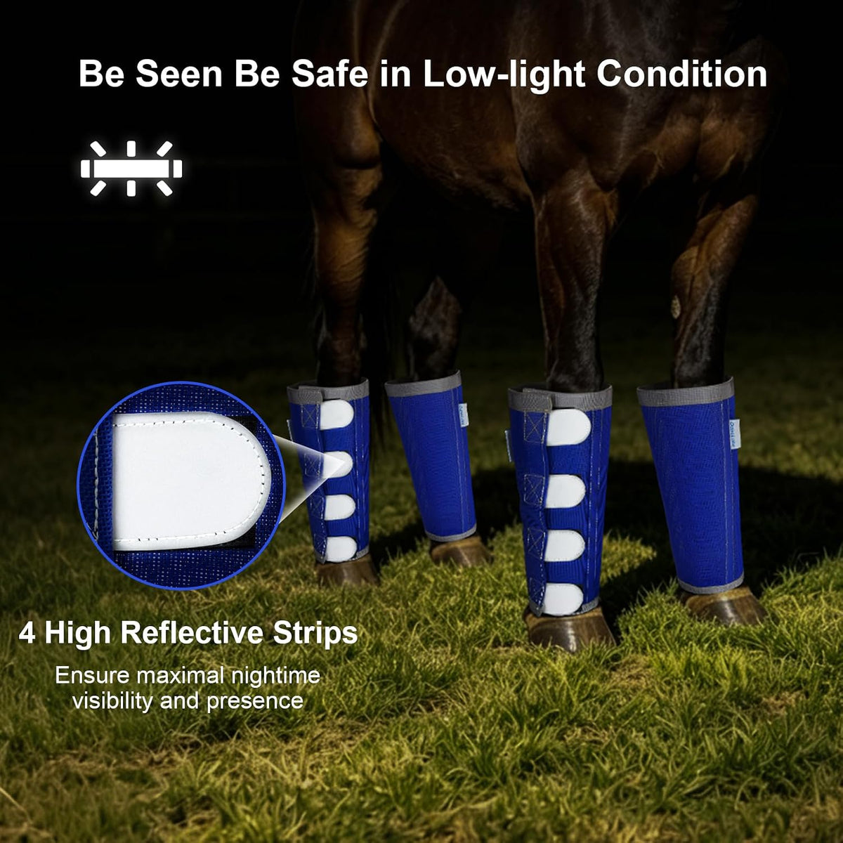 OaheLake horse fly wraps showing the soft fleece lined interior lining to prevent friction.