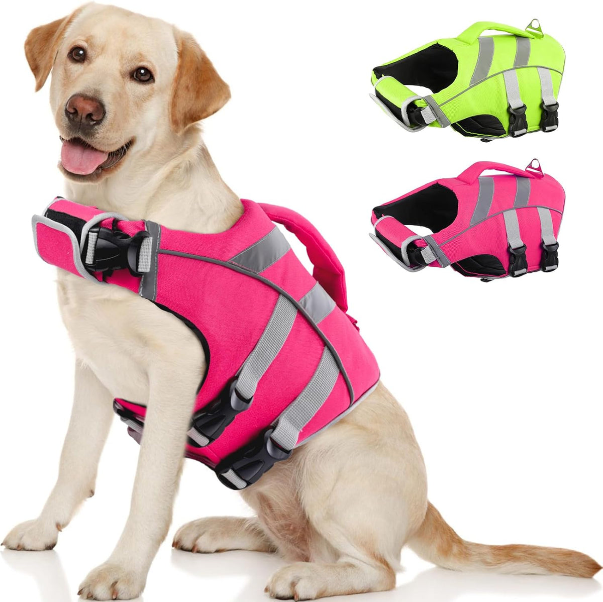 Kuoser Dog Life Jacket with Reflective Stripes, Dog Life Vest for Swimming Boating, Adjustable Pet Lifejackets with High Flotation, Doggie Swimsuit for Small Medium Large Dogs - Image 11