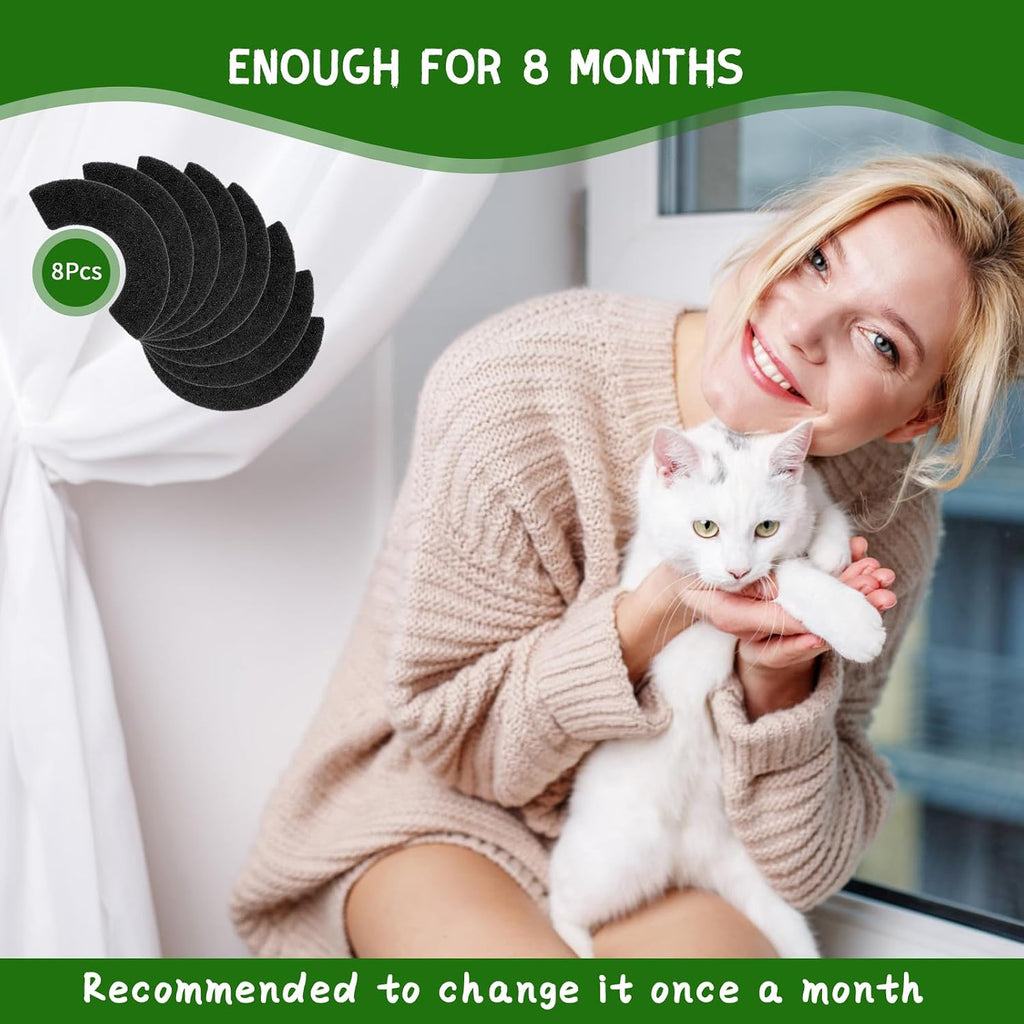 8 Pack 0.5" Thickened Activated Carbon Filters Compatible with LR 4 Connect, Automatic Cat Litter Box Filters Replacement Charcoal Filter Sheet to Absorb Odors Control Pet Damp Keep Home Fresh - Image 9