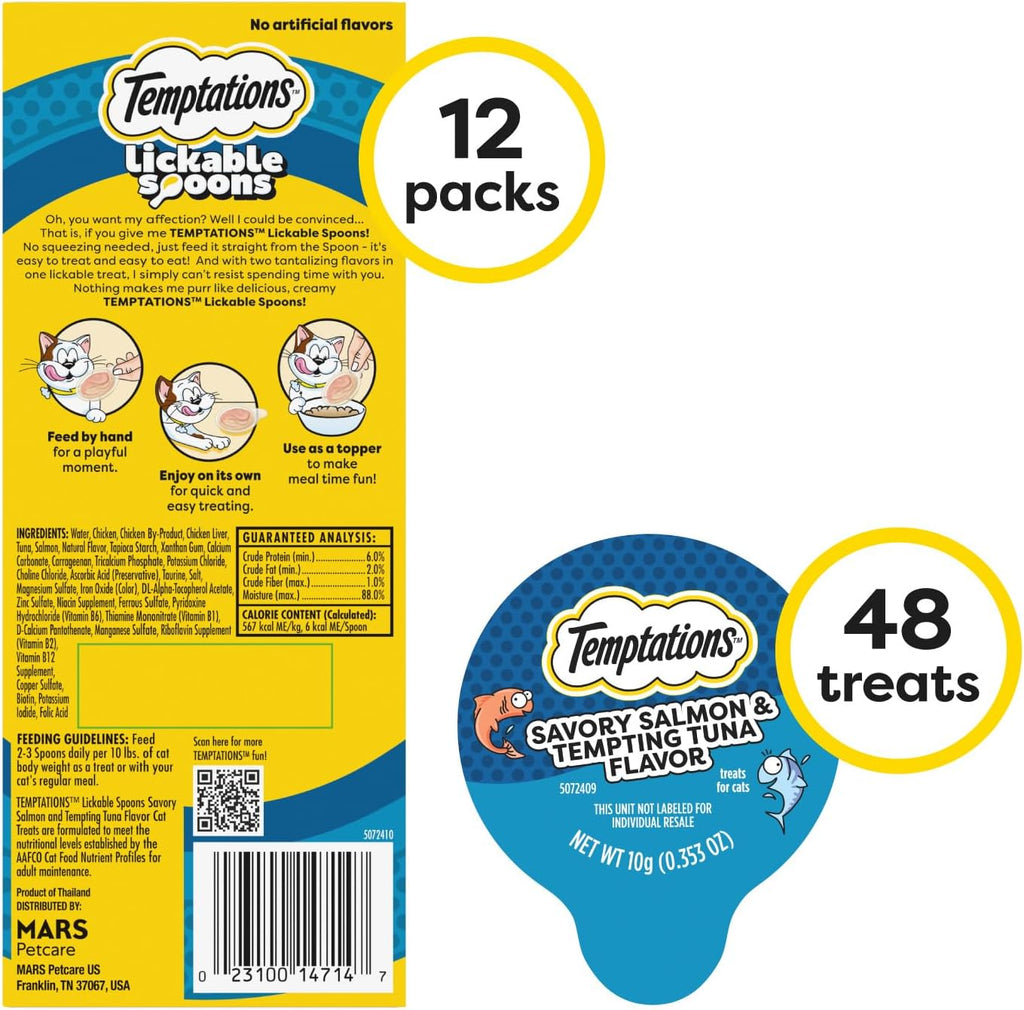 Temptations Lickable Spoons soft wet cat treat in hand