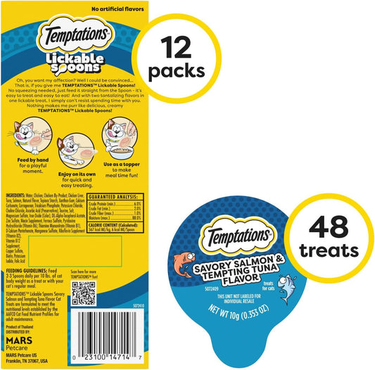 Temptations Lickable Spoons soft wet cat treat in hand