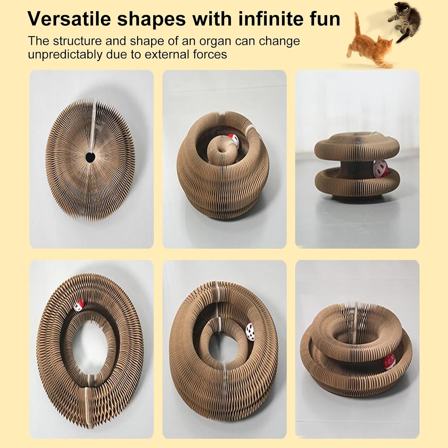 Close up of the durable corrugated honeycomb cardboard texture on the interactive cat scratcher board.