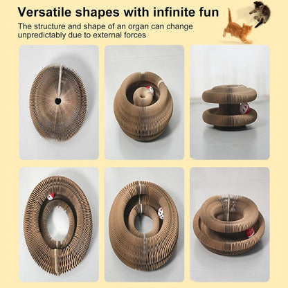 Close up of the durable corrugated honeycomb cardboard texture on the interactive cat scratcher board.