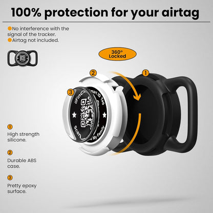 ILFINDYOU smart tracking pet case displaying the integrated QR code for profile scanning