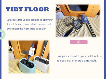 Vitisyao scoop holder placed next to a cat litter box