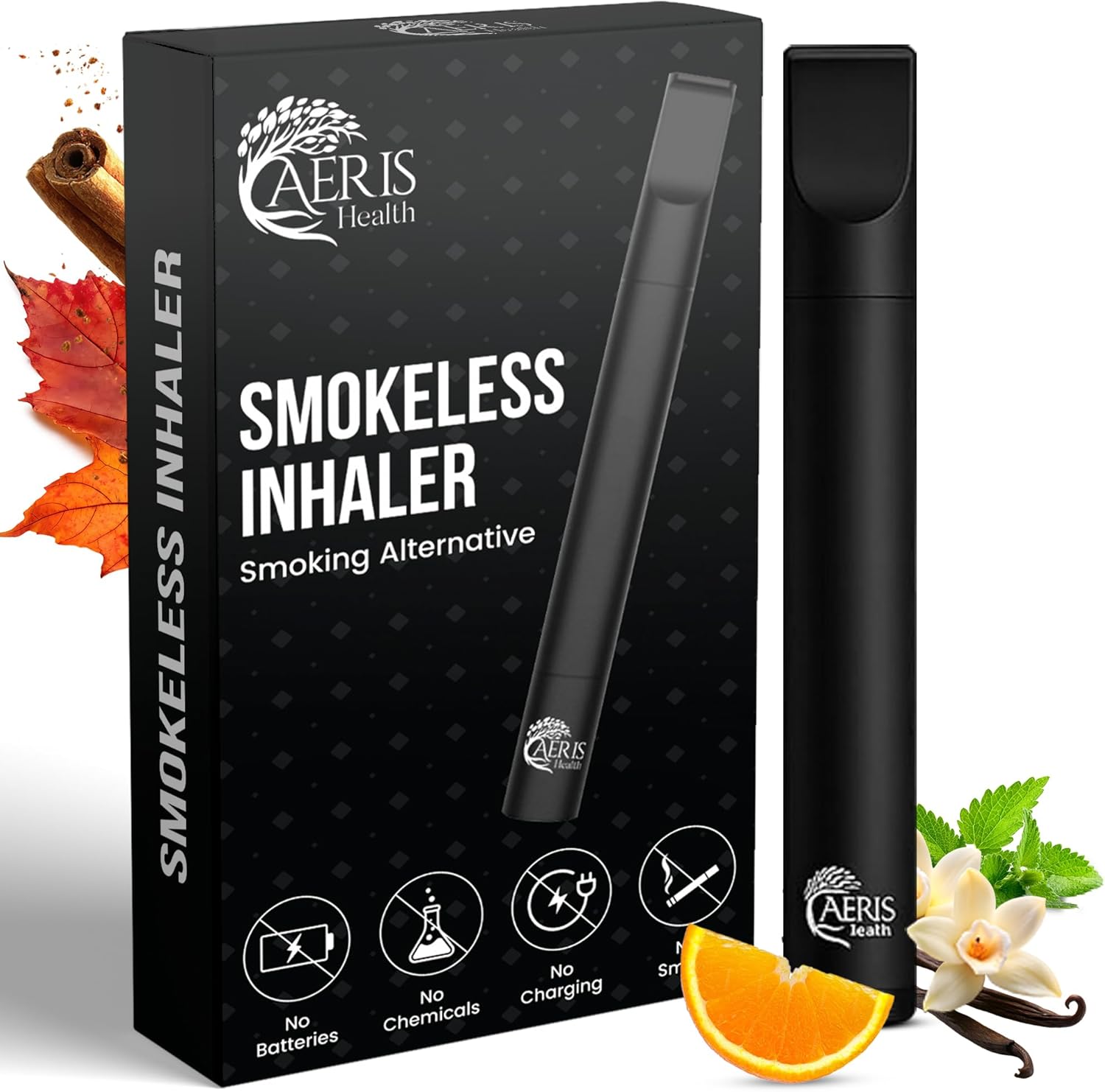 Aeris Health Flavored Air Device front view stainless steel smokeless inhaler