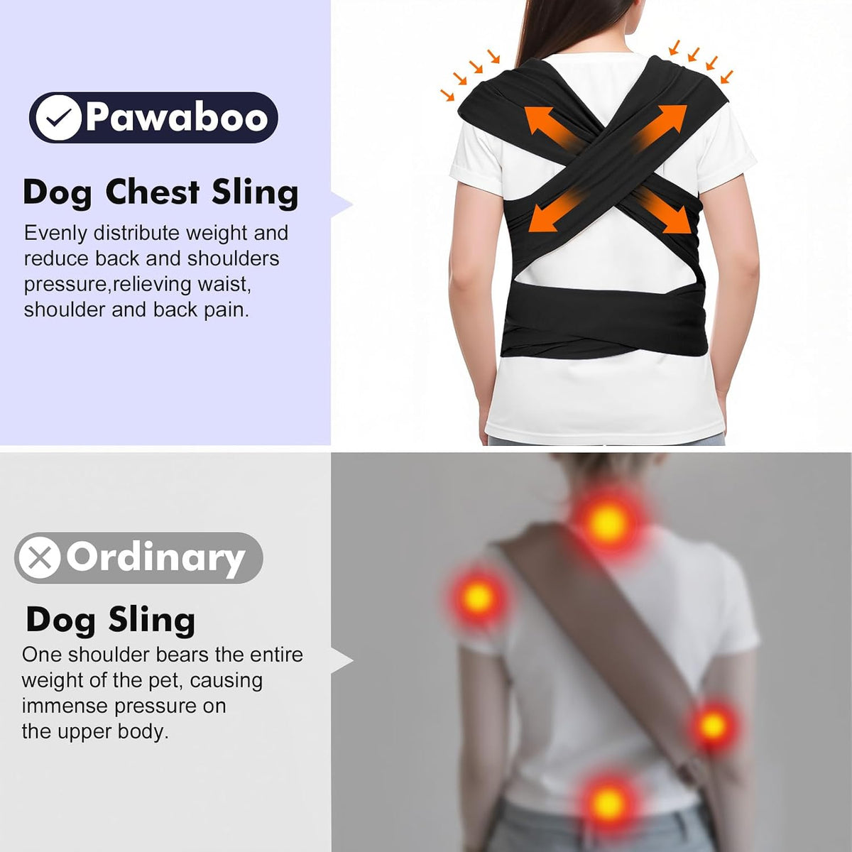Pawaboo pet carrier strap ergonomic design details