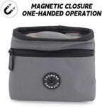 COOWONE dog treat pouch close up showing automatic magnetic closure system