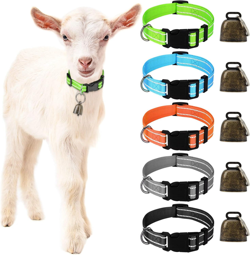 5 Pack Goat Collars with Bells, Horse Sheep Grazing Copper Bells and Adjustable Nylon Collar Set Pet Anti-Lost Loud Bronze Bell for Small Farm Animal Sheep Cow Accessories - Image 12
