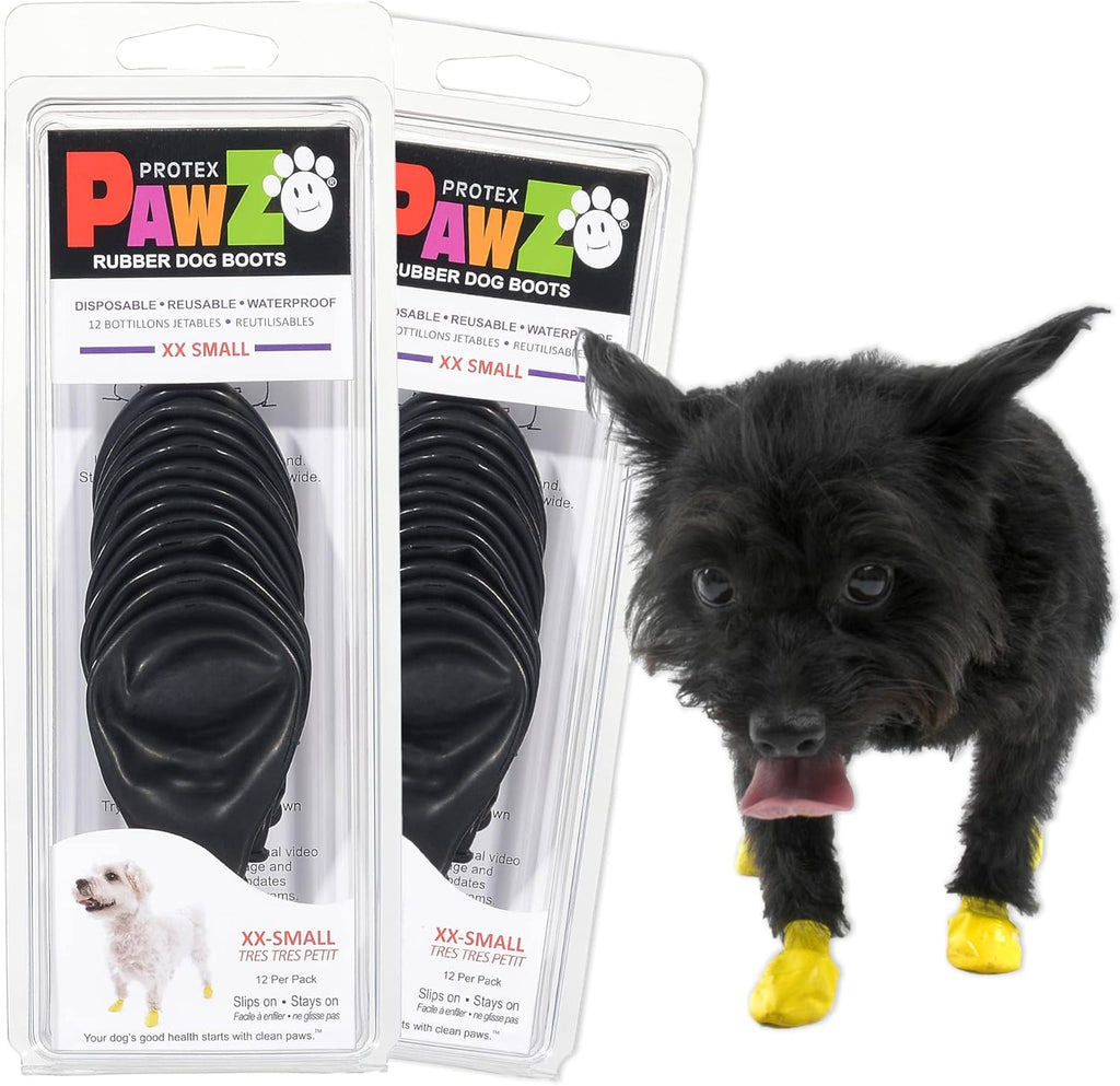 PawZ Rubber Dog Boots for Small Paws - All-Weather Waterproof Dog Shoes, Anti-Slip Traction for Rain, Snow, Mud & Hot Pavement - Pull-On Dog Booties, Black - Small (2"-2.5") - Pack of 24 - Image 12