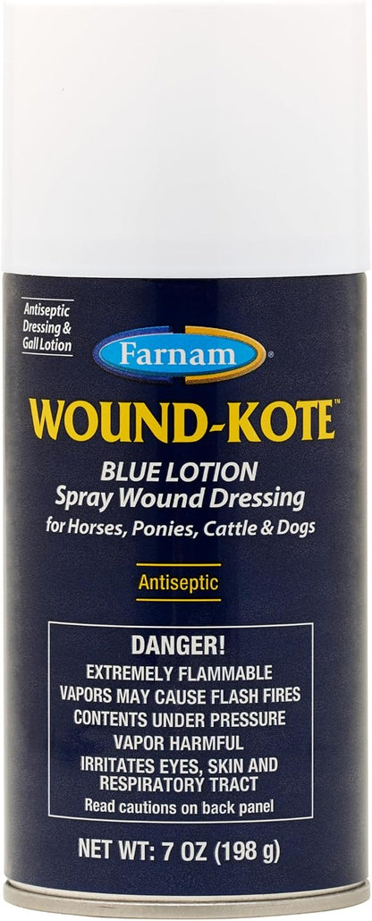 Farnam Wound-Kote Blue Lotion Spray front view for animal wound care