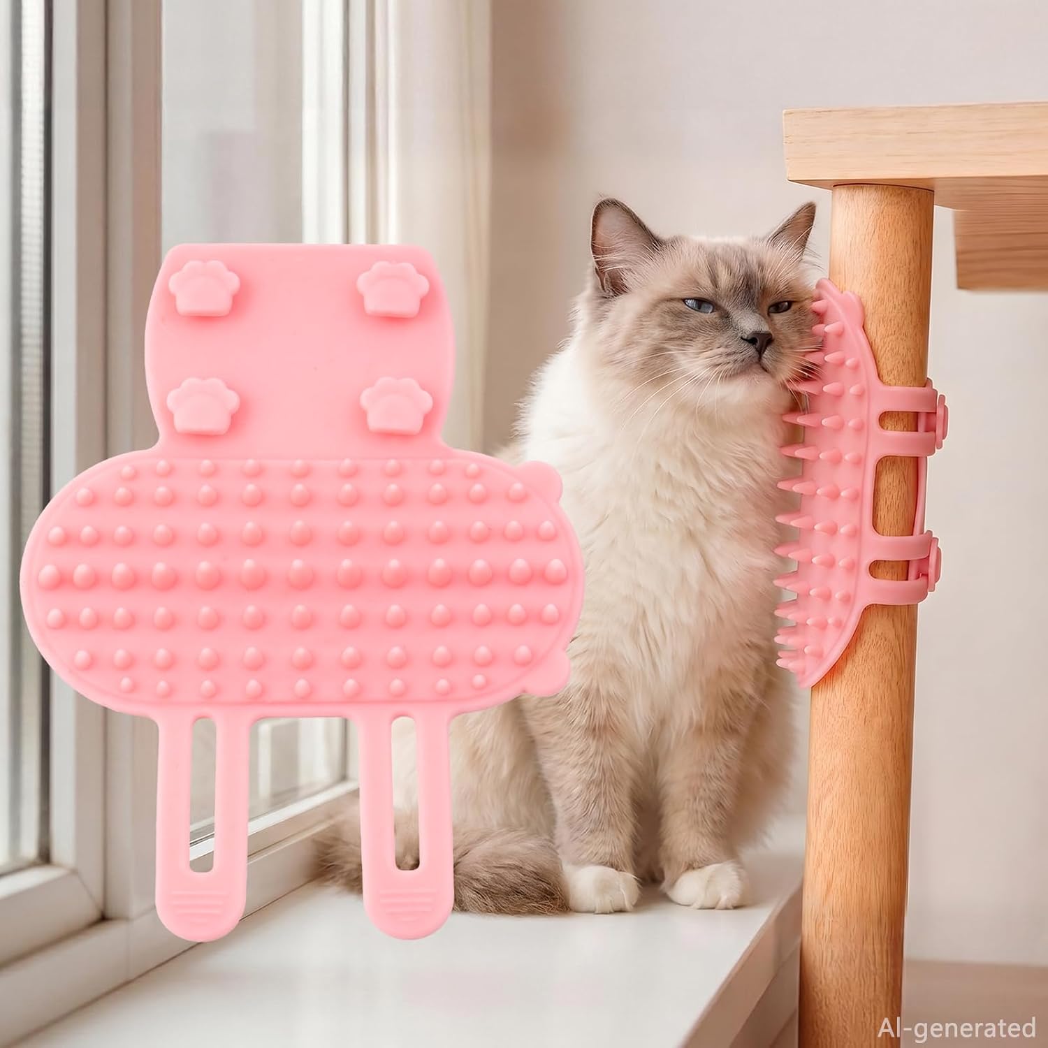 Cyeelves cat self groomer pink corner brush front view