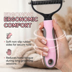 Pet grooming brush ergonomic non-slip handle detail