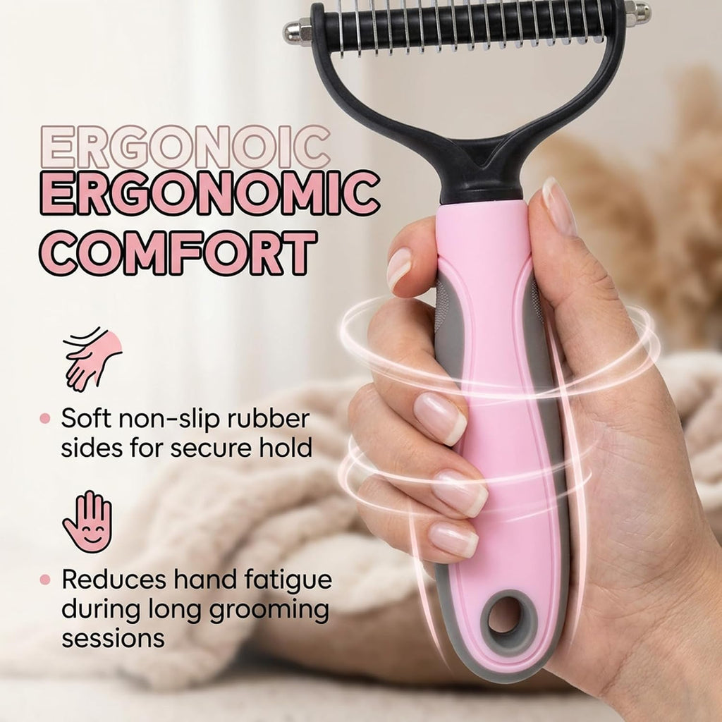 Wox Mox deshedding tool being used on a long haired dog