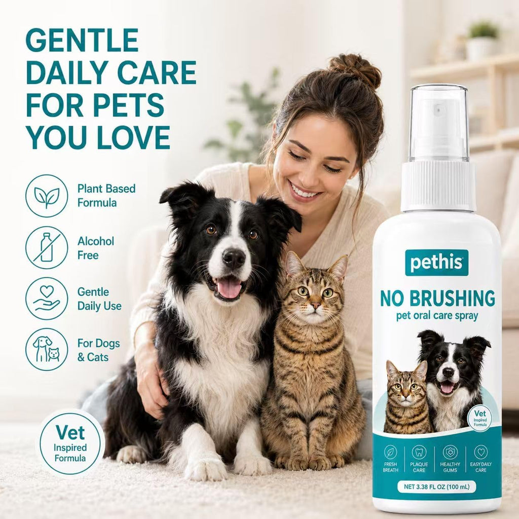 No Brushing Dog & Cat Teeth Cleaning Spray - Dog Breath Freshener & Plaque Remover, Pet Oral Care Spray for Dogs and Cats Tartar Control & Healthy Gums 3.38 fl oz / 100ml - Image 3