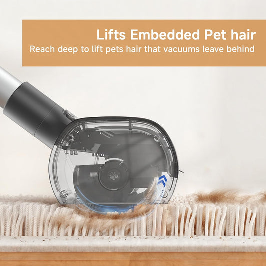 Garstor pet fur remover roller cleaning embedded dog hair on living room carpet