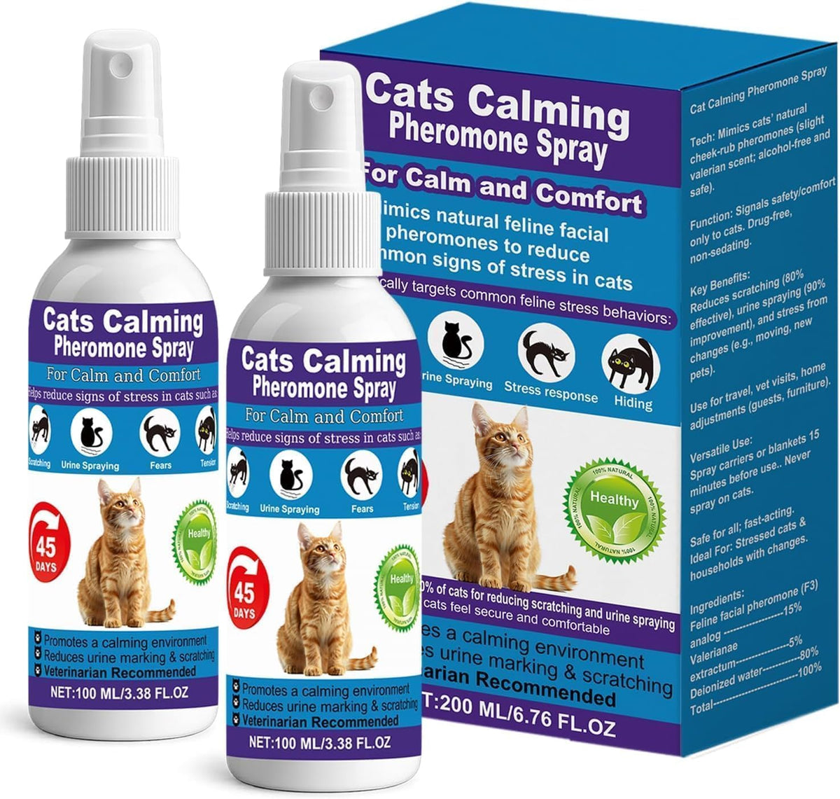 RNLBNMP Cat Calming Pheromone Spray front view showing the dual pack bottle design