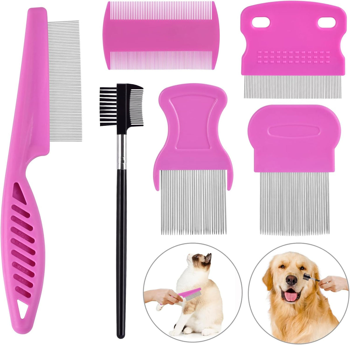 Flea Comb for Cats Dogs, 6 Pack Pet Lice Comb Set Pet Grooming Pets for Small, Medium & Large PetsPink - Image 12
