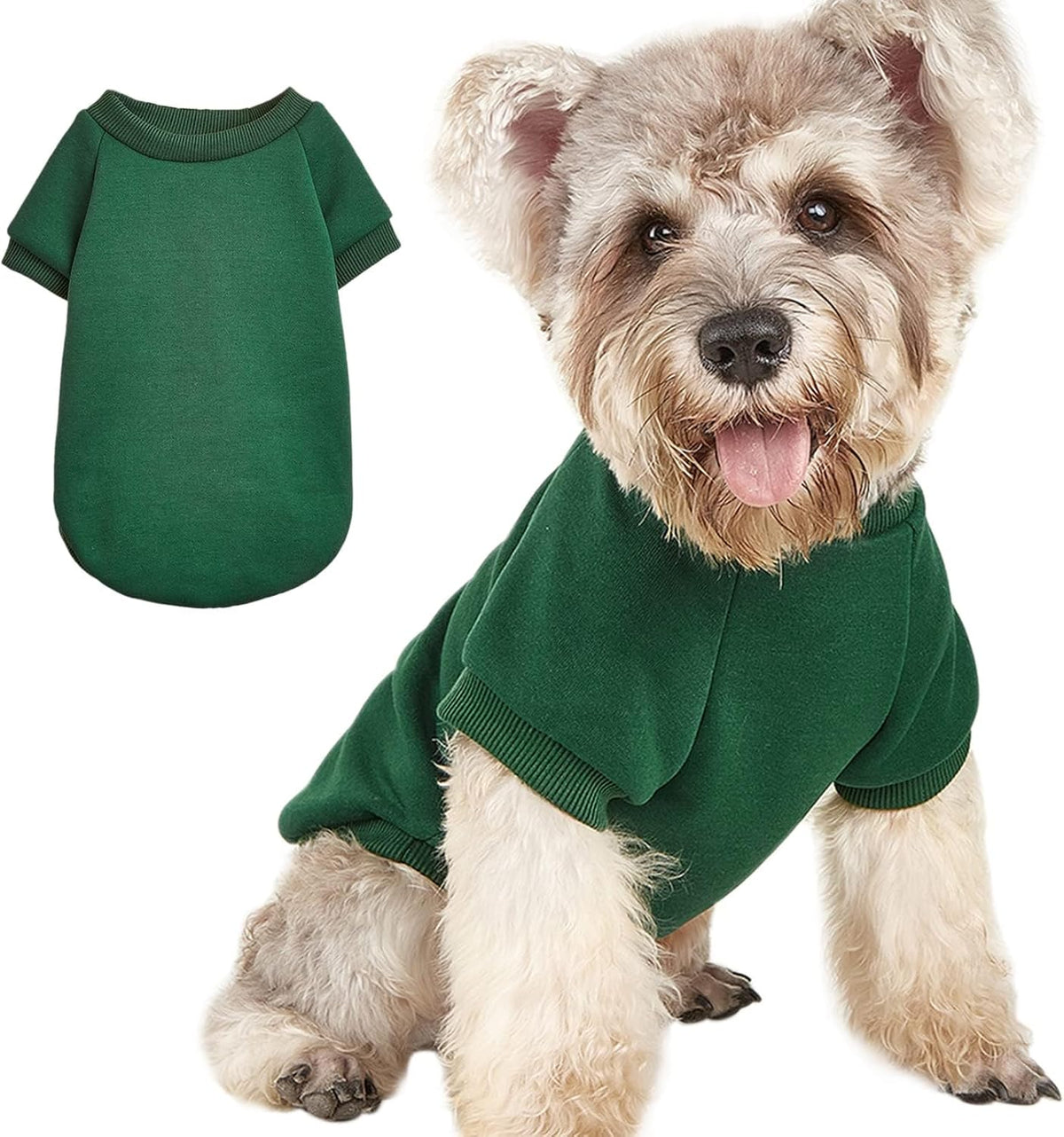 Puppy Sweater for Small Dogs Clothes Warm Winter Cat Clothe Pet Sweatshirt Knitwear Doggie Kitten Clothing, Green, Medium - Image 9