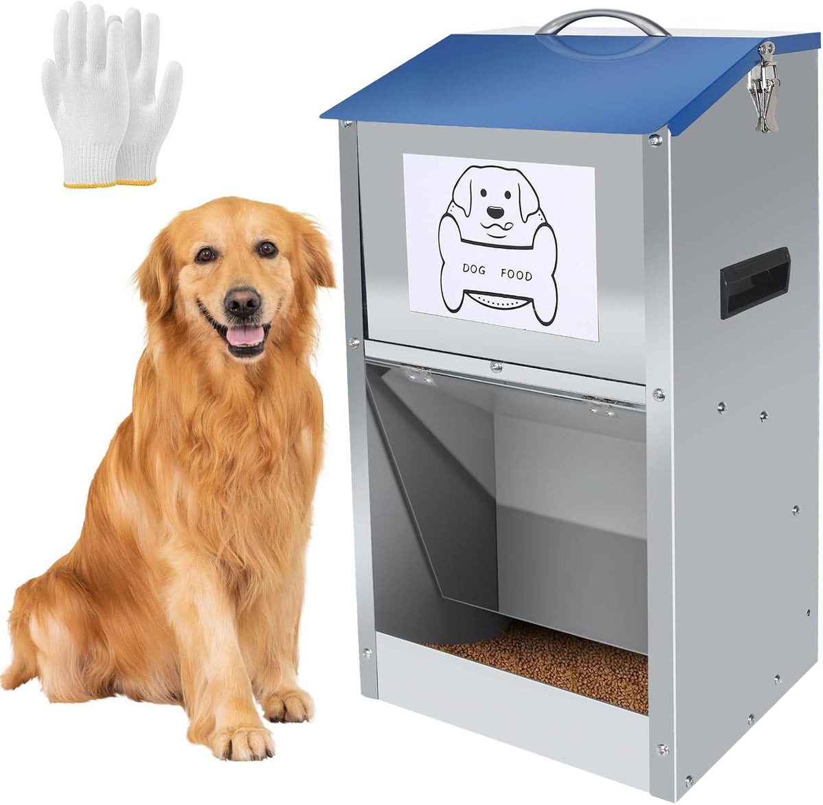 Hizmivos large capacity gravity fed dog feeder showcasing full weather resistant build